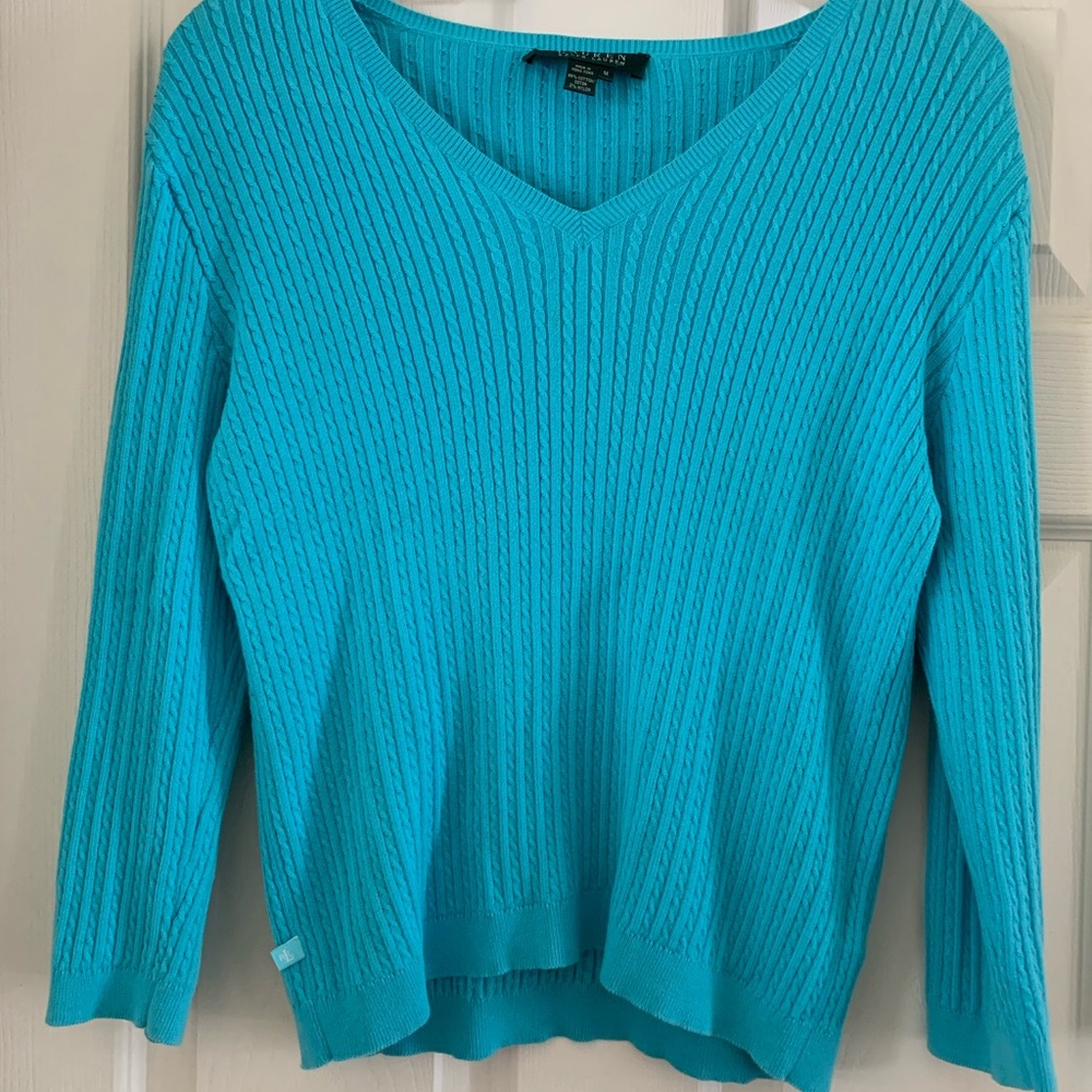 Lauren Ralph Lauren Bright Blue V-Neck Sweater